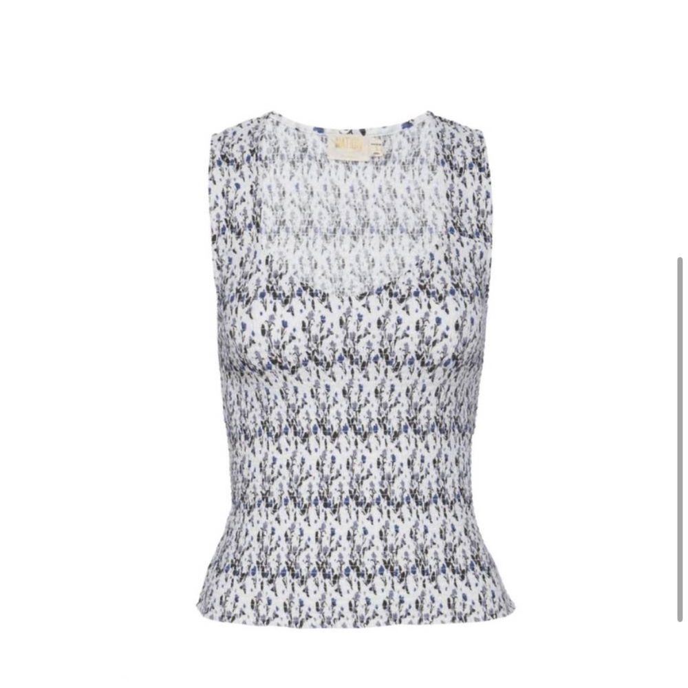 Nation Floral Sleeveless Top - Blue and White